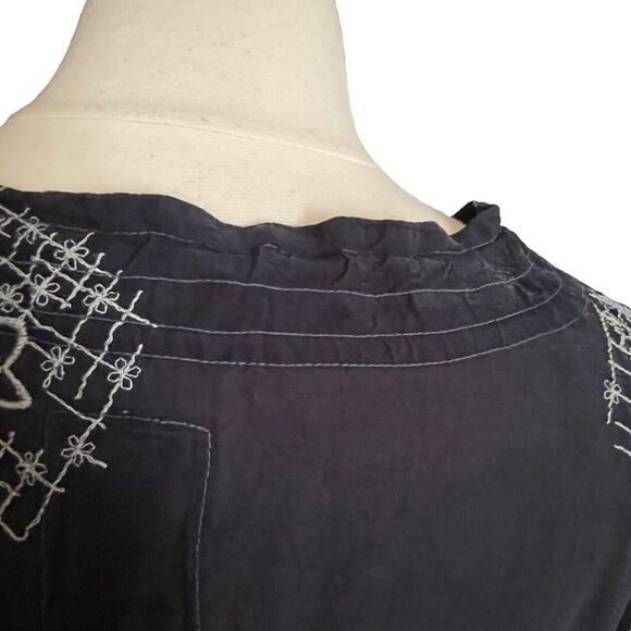 Johnny Was Black Dress Size S Embroidery Lace and Pintucks Mini Country or City - Picture 7 of 13